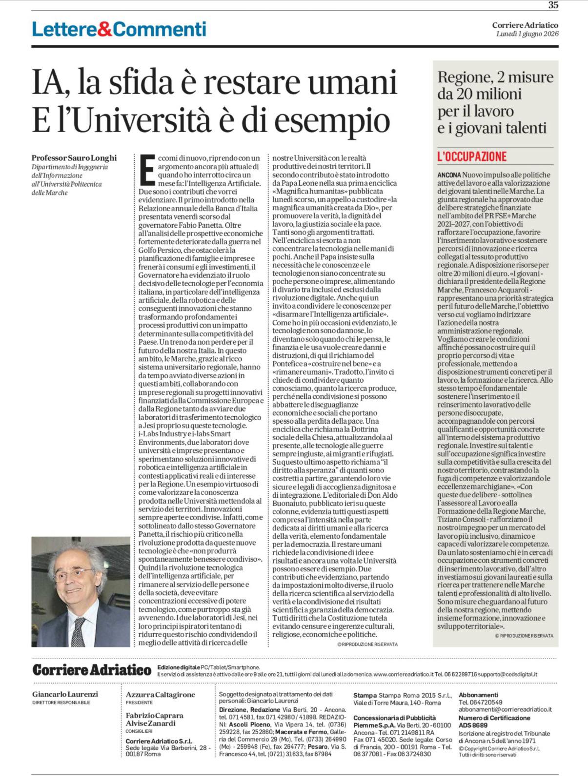 Lunedì 1 Giugno - Corriere Adriatico